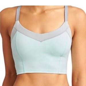 Athleta mint green bra top with grey banding /straps